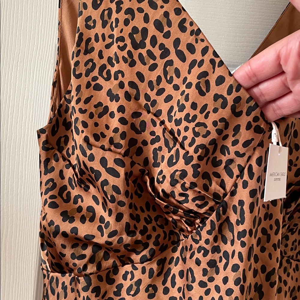 Sold out American eagle satin leopard busty midi rocker dress biker cocktail - Picture 6 of 7